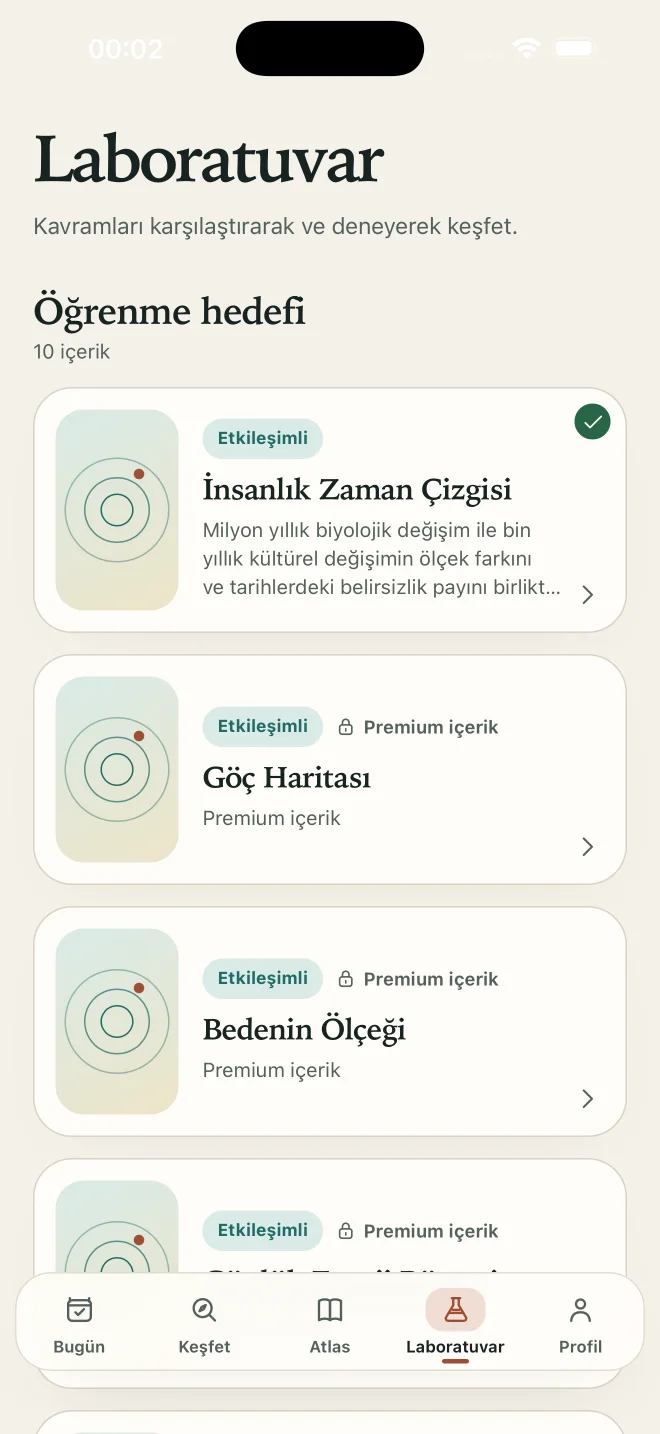 İnsanlık Atlası laboratuvar ekranında etkileşimli tarih çalışmaları